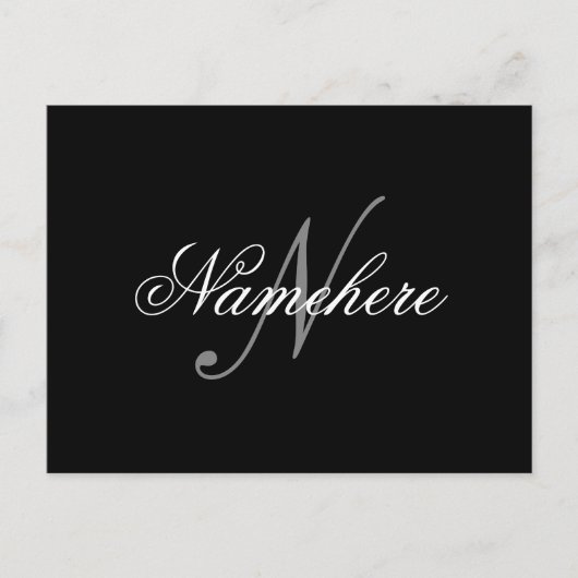 Einzigartiges Monogramm für Personalisierte Schwar Postkarte (Vorderseite)