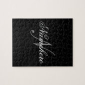 Einzigartiges Monogramm für Personalisierte Schwar Puzzle (Horizontal)