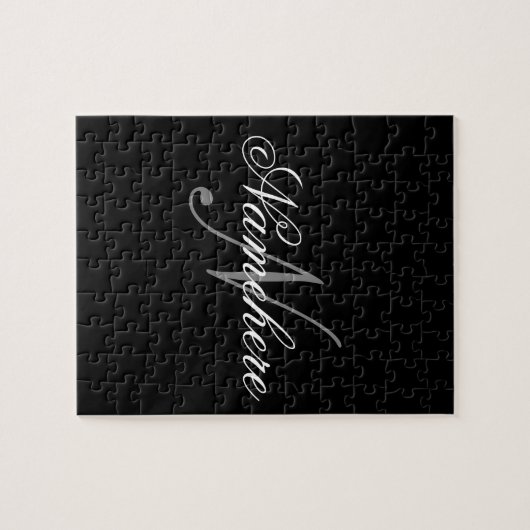 Einzigartiges Monogramm für Personalisierte Schwar Puzzle (Horizontal)