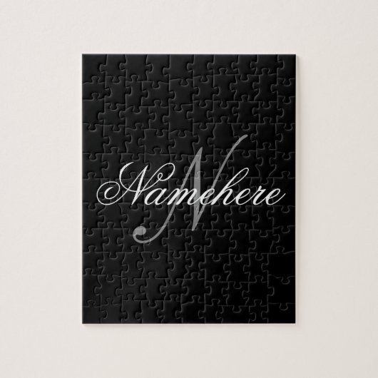Einzigartiges Monogramm für Personalisierte Schwar Puzzle (Vertikal)