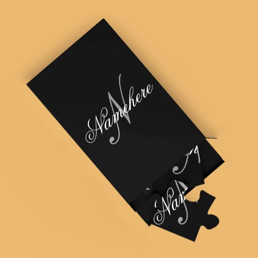 Einzigartiges Monogramm für Personalisierte Schwar Puzzle
