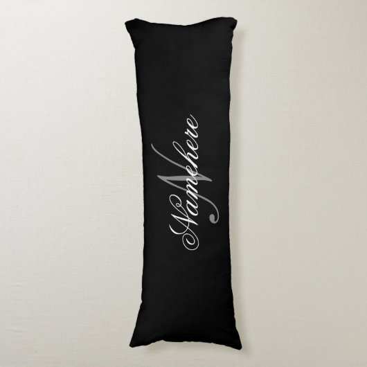 Einzigartiges Monogramm für Personalisierte Schwar Seitenschläferkissen (Vorderseite Vertikal)