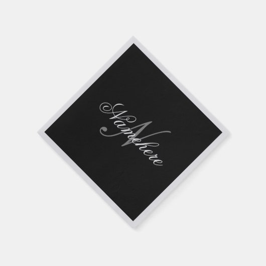 Einzigartiges Monogramm für Personalisierte Schwar Serviette (Ecke)