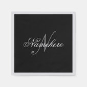 Einzigartiges Monogramm für Personalisierte Schwar Serviette (Vorderseite)