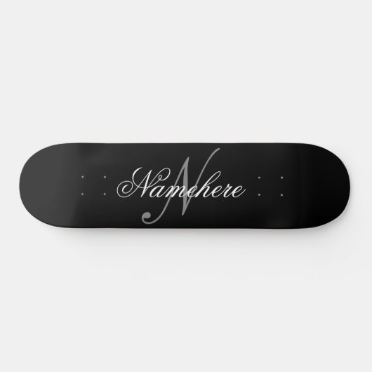 Einzigartiges Monogramm für Personalisierte Schwar Skateboard (Horizontal)