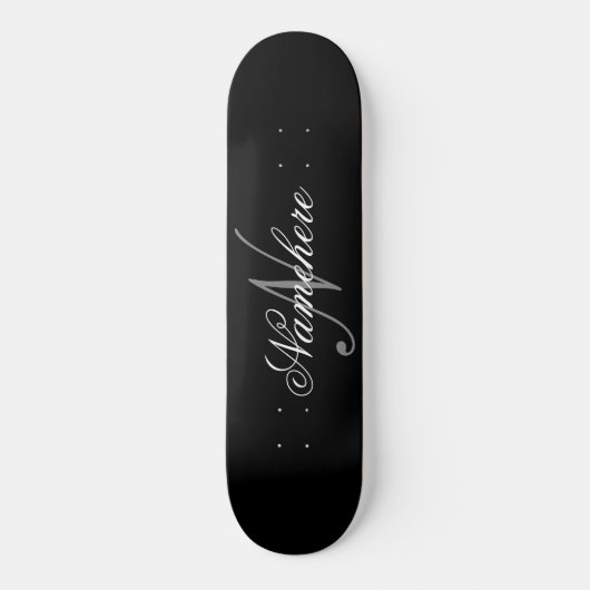 Einzigartiges Monogramm für Personalisierte Schwar Skateboard (Vorderseite)