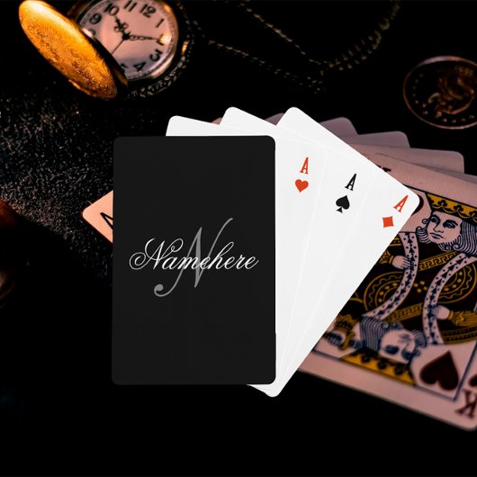 Einzigartiges Monogramm für Personalisierte Schwar Spielkarten