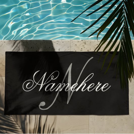 Einzigartiges Monogramm für Personalisierte Schwar Strandtuch