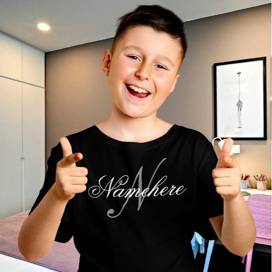 Einzigartiges Monogramm für Personalisierte Schwar T-Shirt