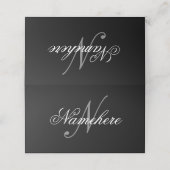 Einzigartiges Monogramm für Personalisierte Schwar Terminkarte (Außenseite Aufgefaltet)