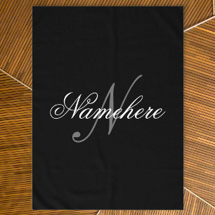 Einzigartiges Monogramm für Personalisierte Schwar Tischdecke