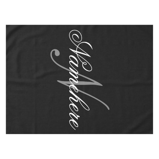 Einzigartiges Monogramm für Personalisierte Schwar Tischdecke (Vorderseite (Horizontal))