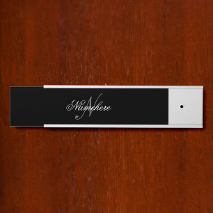 Einzigartiges Monogramm für Personalisierte Schwar Türschild