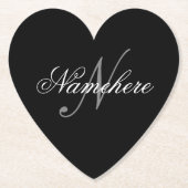 Einzigartiges Monogramm für Personalisierte Schwar Untersetzer (Vorderseite)