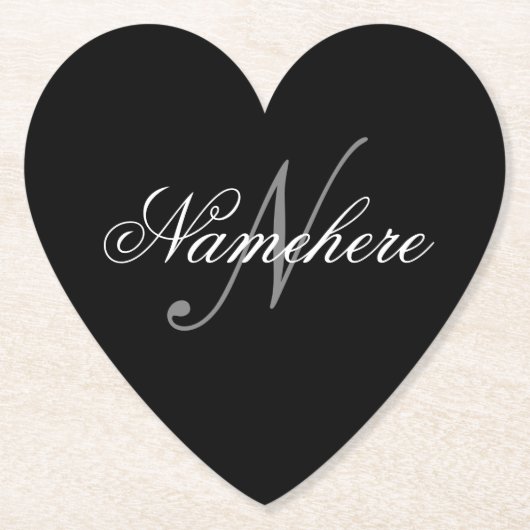 Einzigartiges Monogramm für Personalisierte Schwar Untersetzer (Vorderseite)