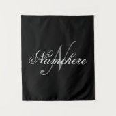 Einzigartiges Monogramm für Personalisierte Schwar Wandteppich (Vorderseite)
