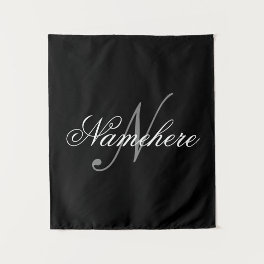 Einzigartiges Monogramm für Personalisierte Schwar Wandteppich (Vorderseite)