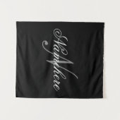 Einzigartiges Monogramm für Personalisierte Schwar Wandteppich (Vorderseite (Horizontal))