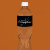 Einzigartiges Monogramm für Personalisierte Schwar Wasserflaschenetikett