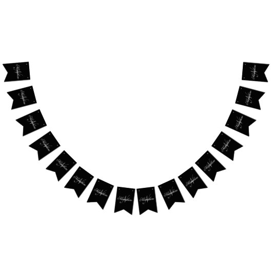 Einzigartiges Monogramm für Personalisierte Schwar Wimpelkette (Alle)