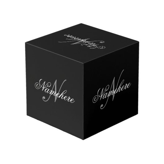 Einzigartiges Monogramm für Personalisierte Schwar Würfel (Rückseite Schrägansicht)