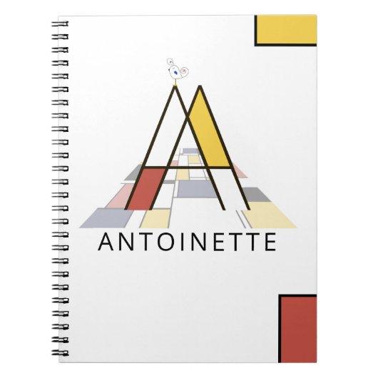 Einzigartiges Monogramm im Neoplastikstil. Buchsta Notizblock (Vorderseite)