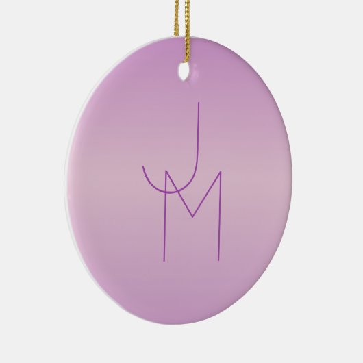 Einzigartiges Monogramm | Soft Lavendel Pink Keramik Ornament (Rechts)