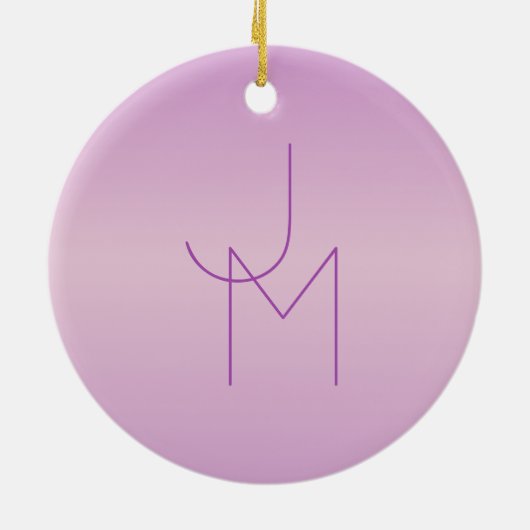 Einzigartiges Monogramm | Soft Lavendel Pink Keramik Ornament (Hinten)