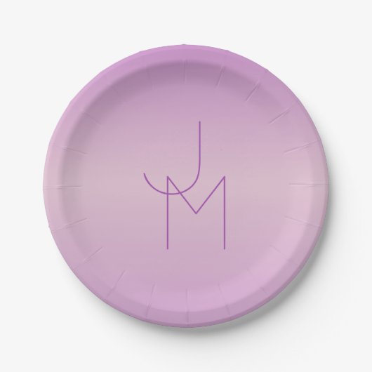 Einzigartiges Monogramm | Soft Lavendel Pink Pappteller (Vorderseite)