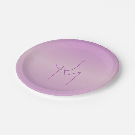 Einzigartiges Monogramm | Soft Lavendel Pink Pappteller (Schrägansicht)