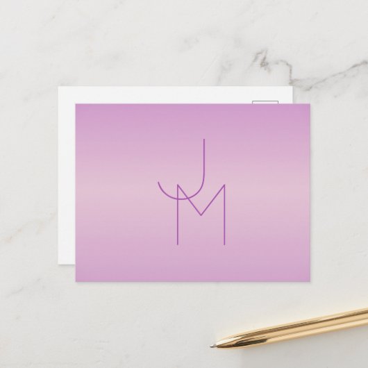 Einzigartiges Monogramm | Soft Lavendel Pink Postkarte (Vorderseite/Rückseite Beispiel)