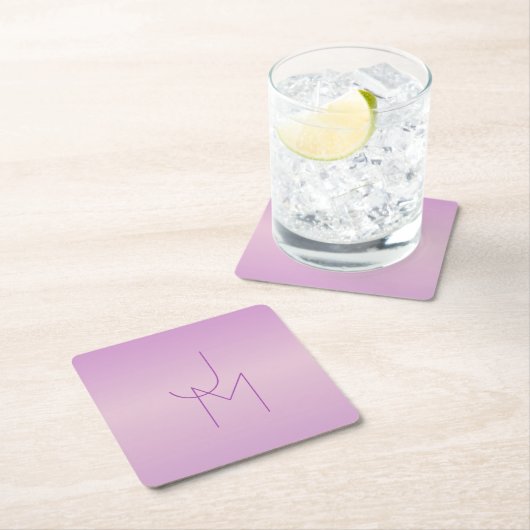 Einzigartiges Monogramm | Soft Lavendel Pink Rechteckiger Pappuntersetzer (Vor Ort)