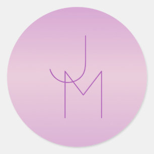 Einzigartiges Monogramm   Soft Lavendel Pink Runder Aufkleber