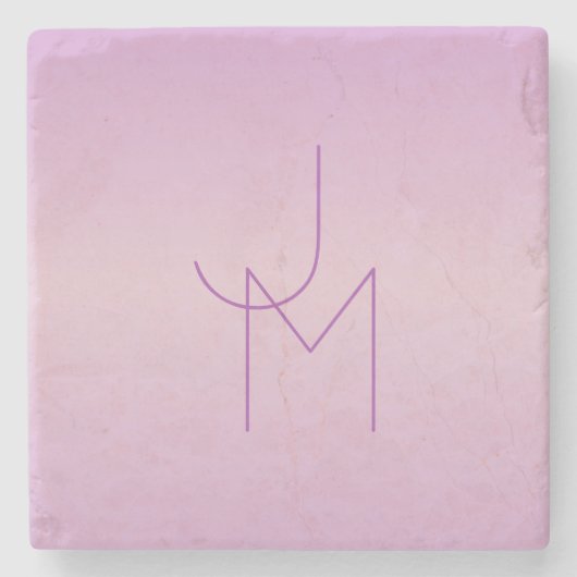 Einzigartiges Monogramm | Soft Lavendel Pink Steinuntersetzer (Vorderseite)