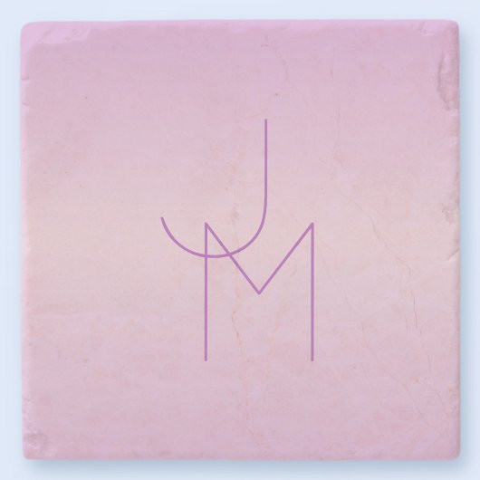 Einzigartiges Monogramm | Soft Lavendel Pink Steinuntersetzer