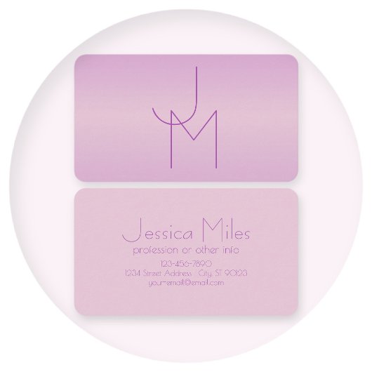 Einzigartiges Monogramm | Soft Lavendel Pink Visitenkarte