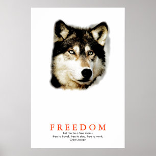 Einzigartiges Motivations-Wolf-Poster mit Freiheit Poster