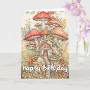 Einzigartiges Mushroom Forest Village Illustration Karte