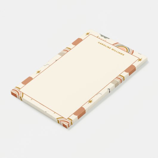 Einzigartiges Muster Boho Bohemischer Regenbogenle Post-it Klebezettel (angewinkelt)