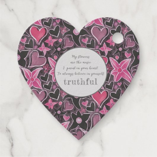 Einzigartiges Muster für Herz und Blume - Tag (Rückseite)