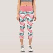 Einzigartiges Muster korallenrosa Minzgrün Capri Leggings (Vorderseite)