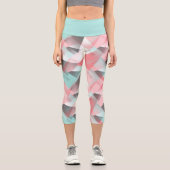 Einzigartiges Muster korallenrosa Minzgrün Capri Leggings (Vorderseite)