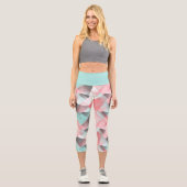 Einzigartiges Muster korallenrosa Minzgrün Capri Leggings (Vorderseite)