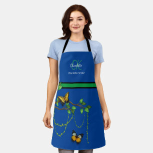 Einzigartiges Natureschmetterling-Monogramm Blau Schürze