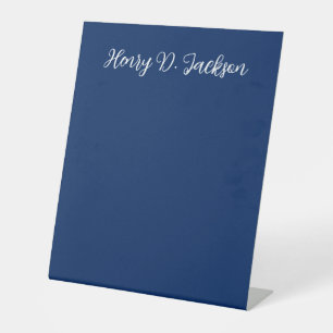 Einzigartiges Navy Blau Klassisches Handschriftlic Sockelschild
