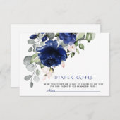 Einzigartiges Navy Blush Blues Diaper Raffles Begleitkarte (Vorne/Hinten)