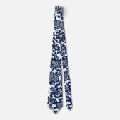 Einzigartiges Navyblau-Damaskus-Muster Krawatte (Vorderseite)