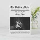 Einzigartiges Newspaper-Hochzeitsstift Foto Danke- Einladung (Stehend Vorderseite)