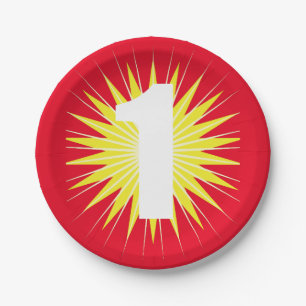 Einzigartiges Niedliches farbiges 1. Geburtstag Pa Pappteller