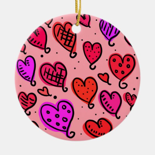 Einzigartiges Niedliches Herzmuster Keramik Ornament (Vorne)